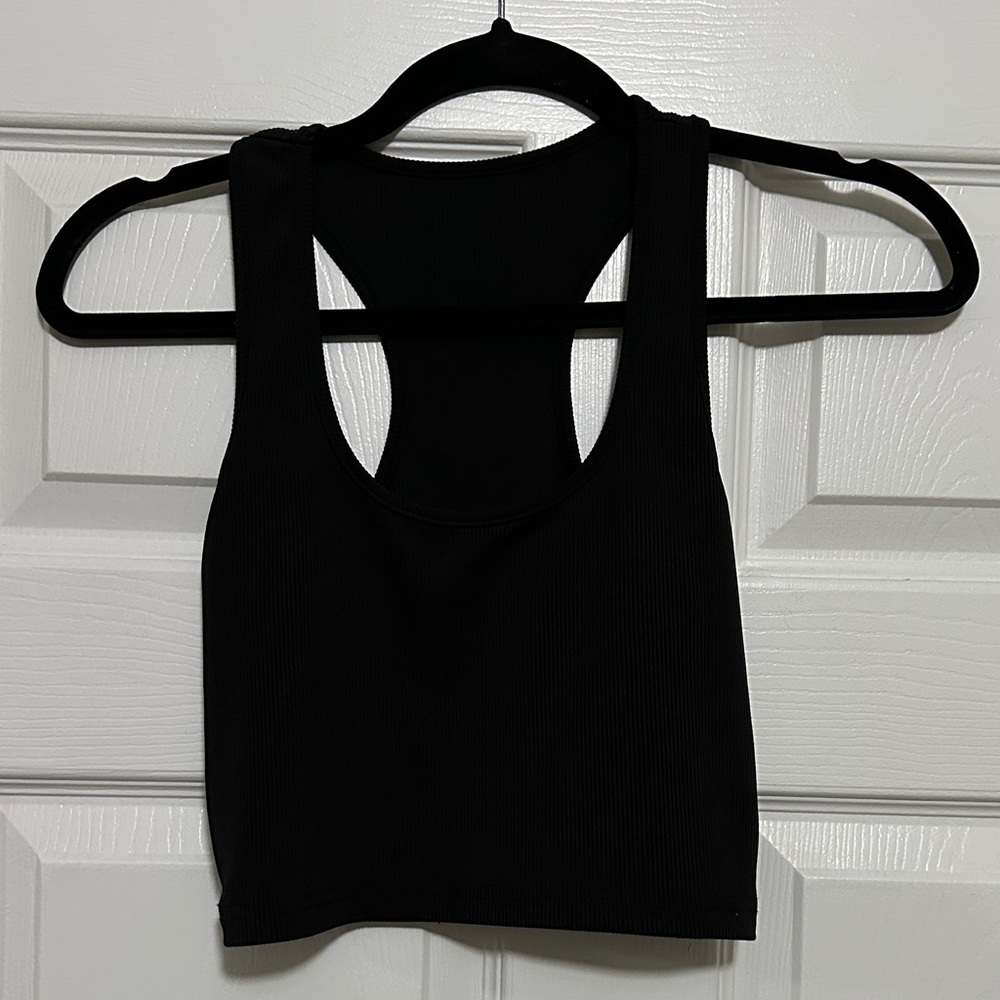 Black Racerback Crop Tank Top